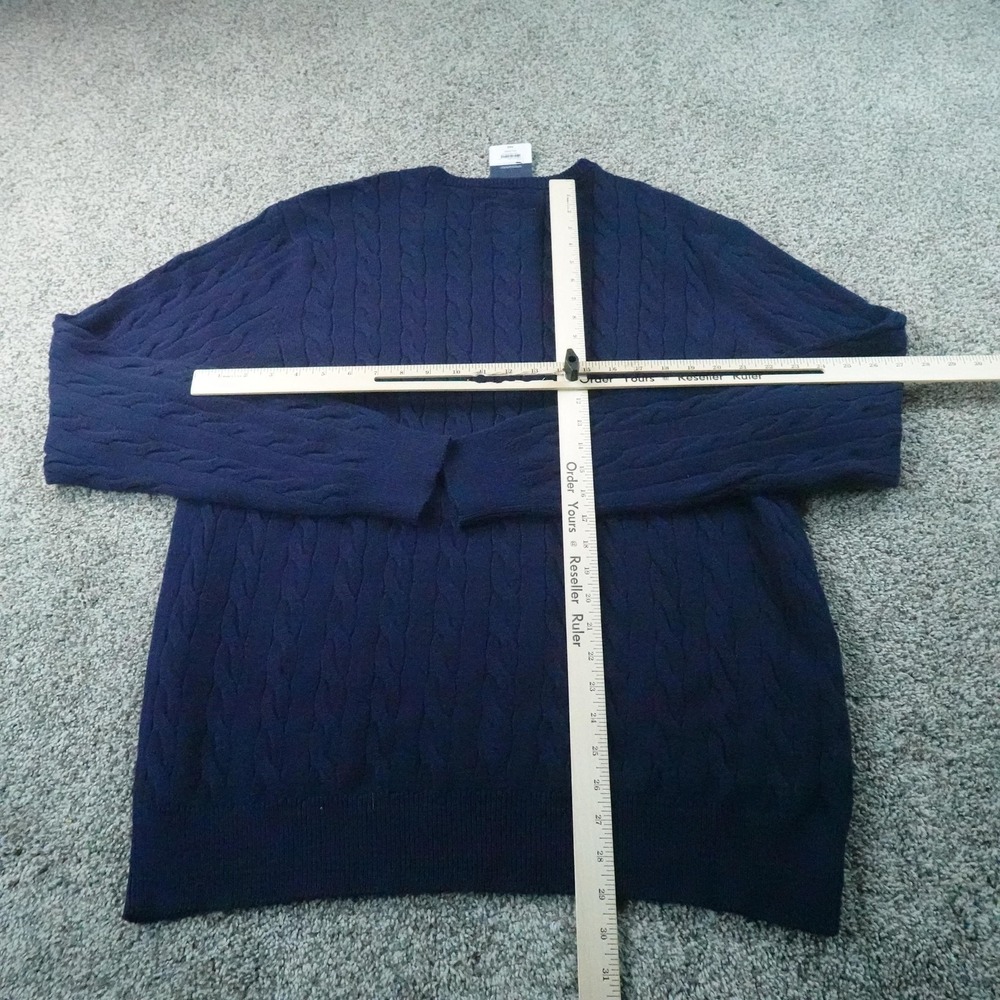 NEW St Johns Bay Sweater‎ Mens 2XL Navy Blue Aran Cable Knit Crewneck Pullover - Picture 6 of 9